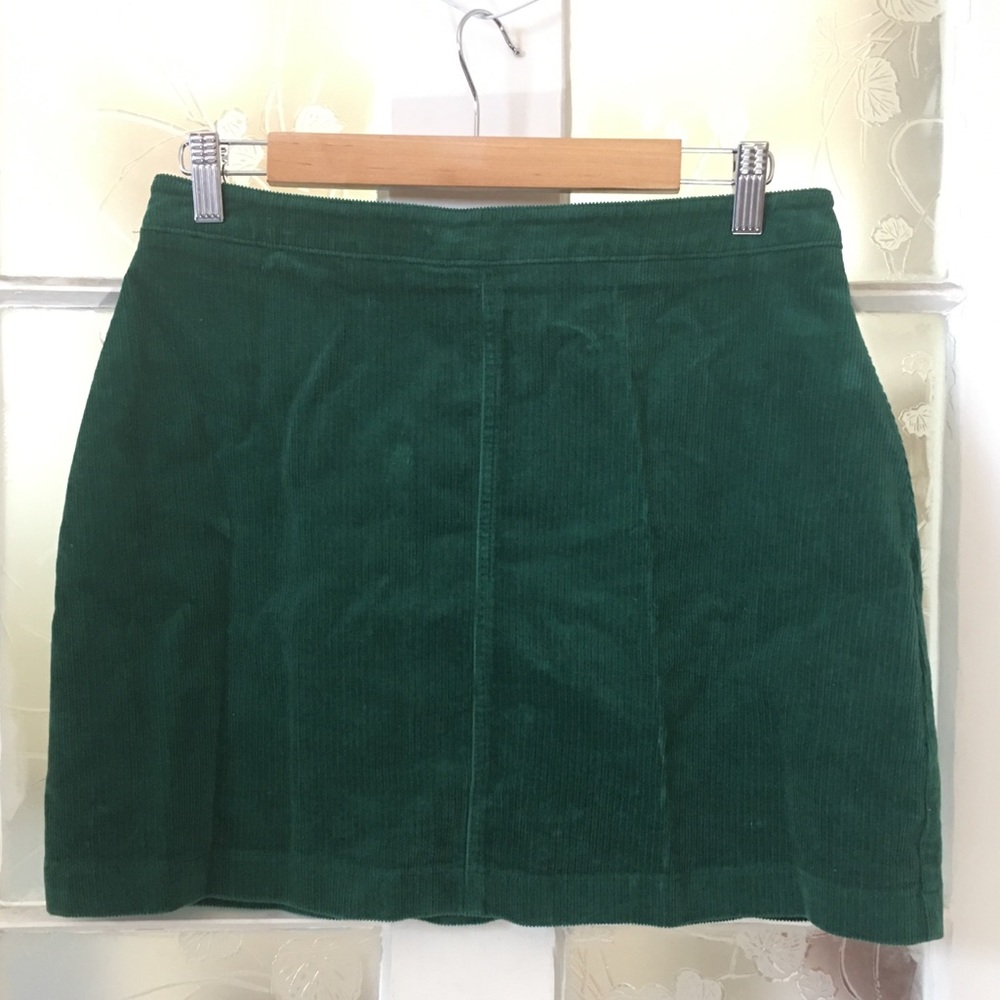 Green Corduroy Mini Skirt